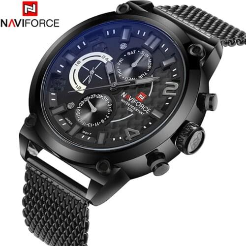 NAVIFORCE Men Watch Date Week Sport Mens Watches Luxury Military Genuine Leather Quartz Male Clock relojes hombre 2020 modernos