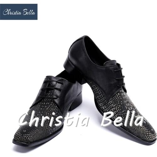 Christia Bella Business Mens Basic Casual Dress Shoes Elegant Genuine Leather Flat Men Meeting Office Formal Work Shoes Men