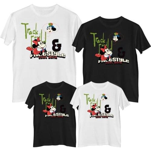 Disney Minnie Mouse T-shirt Summer Comfortable 100%cotton Fashion Women tee shirt T-shirt for girls mother and daughter clothes