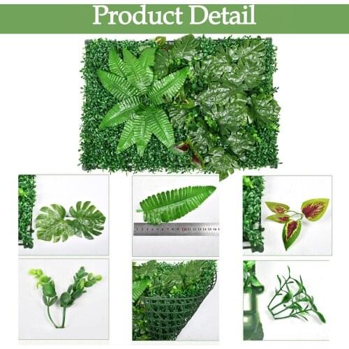 16*24in Artificial Green Leaf Panels Plant Plastic Home Garden TV Background Decoration Privacy Hedge Screen Interior Decor 2021
