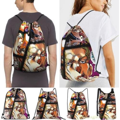 Jjba Ahego Lewd Tongue Part 3 4 5 Jojos Bizarre Adeventure Men Travel Sports Gym Bag Women Drawstring Bags Sackpack Backpack