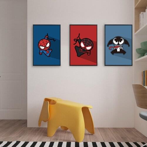 Marvel Superhero Canvas Painting Captain America Hulk Poster Childrens Room Decoration Painting Mural Simple Bedside Painting