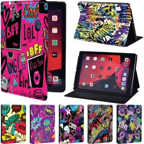 Tablet Folio Leather Stand Case Cover -For Apple IPad 5/6/7/8th / Mini 1/2/3/4/5/ IPad 2/3/4 Graffiti Art Print Pattern
