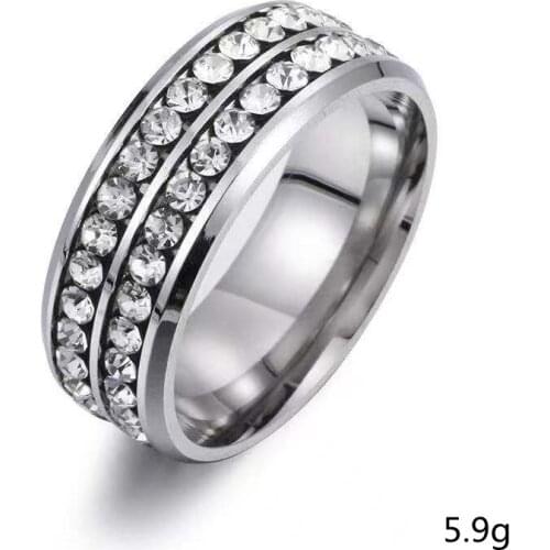 BAOSHINA Cool Stainless Steel Men Couple Ring High Quality Crystal Rings Punk Women Man Jewelry for Party Wedding Jewelry