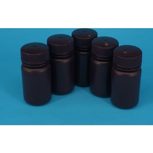 Lot5 60ml Brown PP Plastic Cylindrical Chemical Container Reagent Bottle