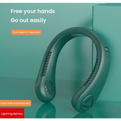 Mini Portable Bladeless Neck Fan Rechargeable Air Cooler Cooling Fan Mute Sports Fans for Home Outdoor 3 Colors Optional