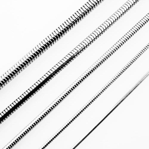 1.2/1.5/2.5/3.2/4.2mm 40cm-90cm Man Chain Necklace 316l Stainless Steel Round Snake Necklace Jewelry