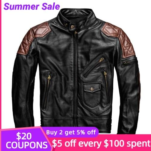 2021 Black Genuine Leather Jacket Men Motorcycle Style Plus Size 5XL Real Natural Cowhide Autumn Slim Fit Biker Coat