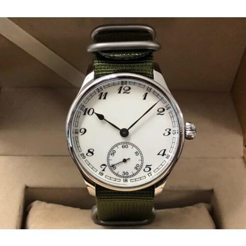 New fashion 44mm NO logo Enamel White dial Asian 6498 17 jewels movement Mens Mechanical watches GR48-20