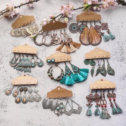 Trendy 2020 Sundry Bundles of Ethnic Boho Earrings Sets for Women Female Wedding Bridal Anniversary Jewelry Accessories