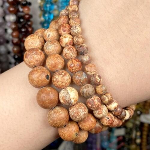 Natural Old Agates Stone Round Beads Loose Spacer Beads For Jewelry Making Diy Bracelet Accessories 6-12mm 15"