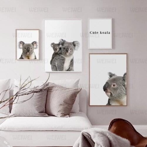 Nordic Style Simple Modern Canvas Lovely Koala Painting Home Pictures Wall Art Prints Modular Poster for Living Room Decoration