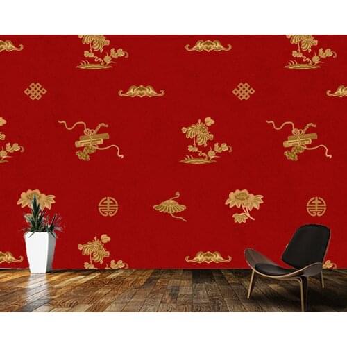 Papel de parede Oriental Floral Pattern Red Chinese style Background wallpaper,living room tv wall bedroom home decoration