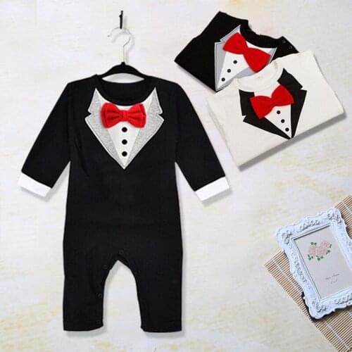 Emmababy Formal Gentleman Romper Cotton Outfits Cute Newborn Children Baby Boy Clothes Kids Suit Boys Clothing Rompers 3-36M