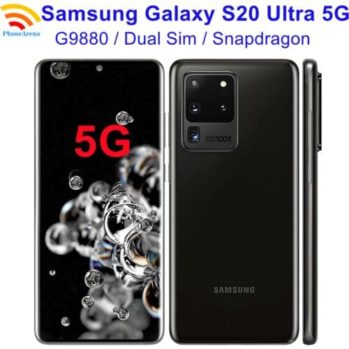 Original Samsung Galaxy S20 Ultra 5G G9880【100% New】5G Cell Phones 6.9" 12GB+256GB ROM 4 Camera Octa Core Snapdragon Chipset NFC
