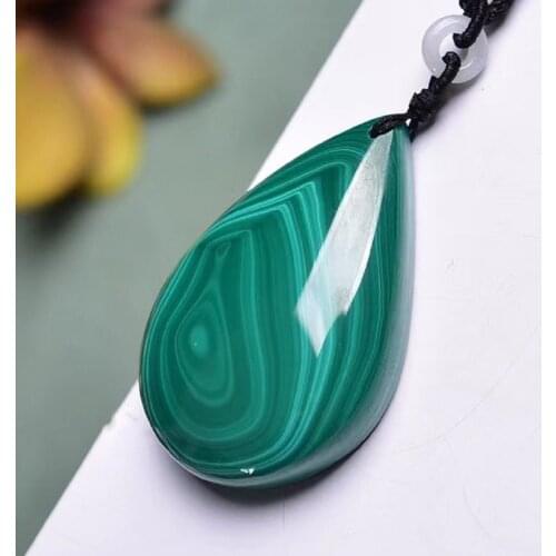 Malachite Water Drop Pendant Necklace Natural Stone Yoga Energy Necklace Women Men Fashion Jewelry Accessories Home Decoration