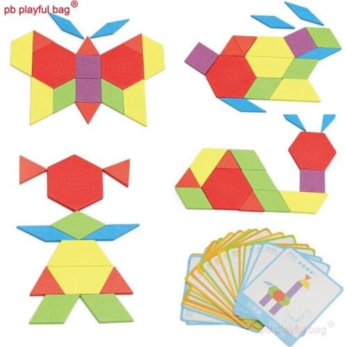 PB Playful bag 130 pieces of creative Puzzle Childrens divergent thinking wooden DIY Toys parent child interaction UG12