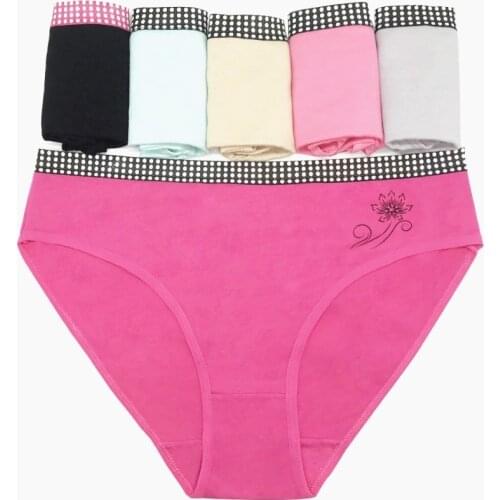 Plus Size Pantes for Girls Patchwork High Waist Printed Women Cotton Briefs Sexy Lingerie 6pcs/lot 2xl 3xl 4xl