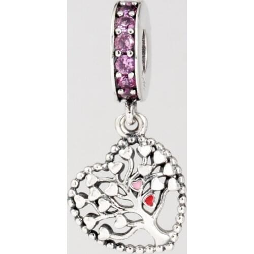 Authentic 925 Sterling Silver Tree of Love Hanging Charms Fit Original Bracelet For Women DIY Jewelry S925 pan Beads