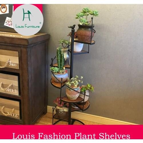Louis Fashion Plant Shelves solid wood multi-storey living room floor-type flower rack balcony wooden fleshy pot plant