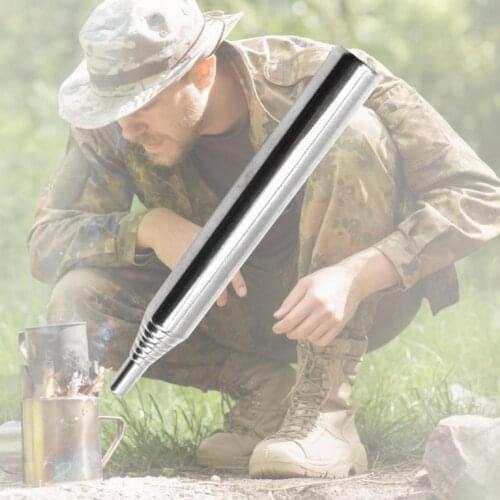 Stainless Steel Durable Telescopic Blow Fire Tube Retractable Fire Blowpipe with Buckles for Camping Outdoor Tools Fire Blowpipe