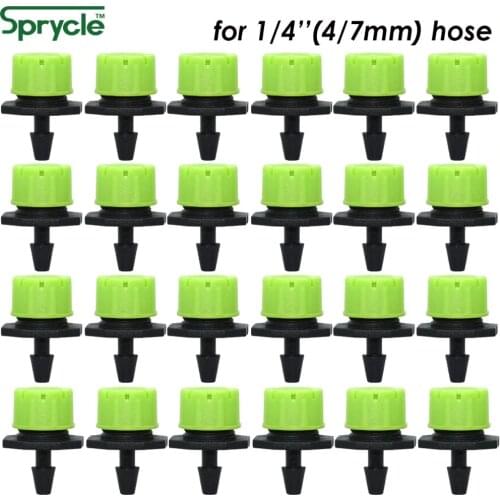 SPRYCLE 50-800PCS Green 1/4'' Adjustable Dripper Drip Irrigation Watering Sprinkler Nozzles Emitter 4/7mm Hose Garden Greenhouse