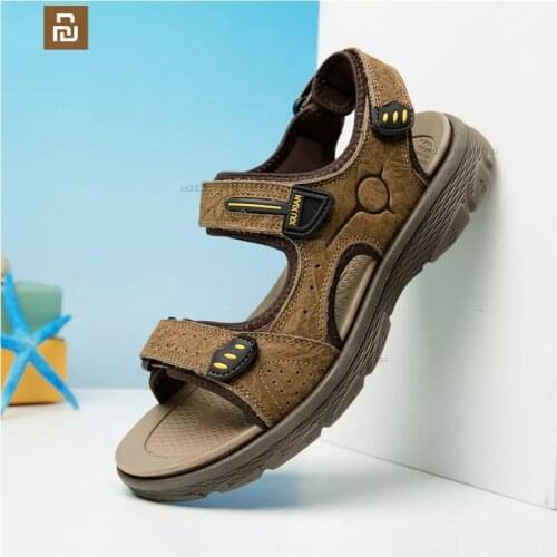 Xiaomi youpin light stretch no glue mens sandals top layer cowhide men summer beach sandals