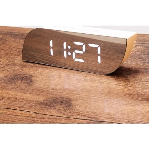 LED Mirror Digital Alarm Clock Night Lights Desk Clock Home Decoration Thermometer Multi-function Table Watch
