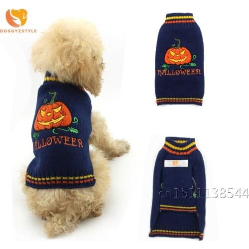 Halloween New Pumpkin Pattern Dog Sweater Winter Knitted Pet Clothes Puppy Cat Coat Clothing Pets Apparel For Small Dogs Teddy