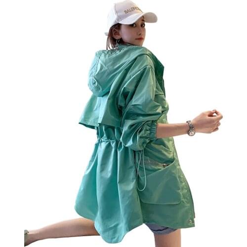 Women Chic Fashion Casual Spring 2021 New Trench Coat Female Long Section Big Pocket Hooded Loose Windbreaker Frock Outerwear
