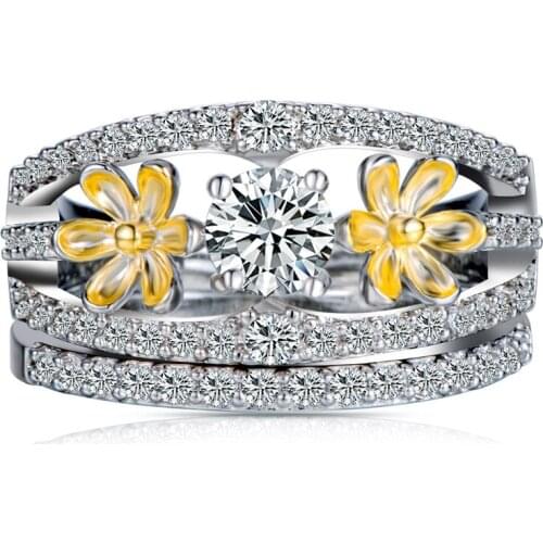 Milangirl Luxury Wedding Rings For Women Love Promise Fashion Ring Engagement Promise Engagement Flower Ring