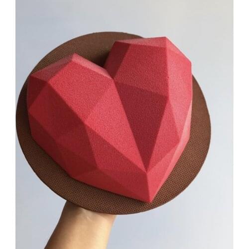 1PCS 3D Mousse Baking Pastry Decoration Pop Silicone Art Mold 3D Diamond Love Heart Dessert Cake Mould