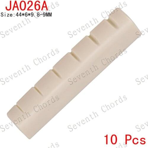 10 Pcs 44*6*9.8-9MM Lvory-White Plastic Acoustic Guitar 6 String Slotted Nuts - JA026A