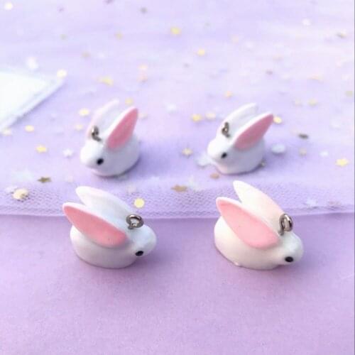 10pcs mini small animals rabbit charms 3d resin charms necklace pendant keychain charms for DIY decoration