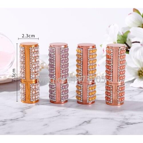 12.1mm 10/30/50pcs Empty Pearl Lipstick Tube, DIY Round White/Orange Lip Balm Container, Refillable Cosmetics Lipstick Packaging