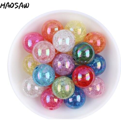 20MM 100Pcs/Lot Fashion Choose Color Gumball Bubblegum Acrylic Clear AB Crack Beads Colorful Chunky Beads For Necklaces Jewelry