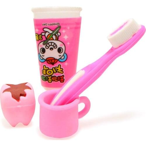 4Pcs/set Lovely Koubei Expression Of Toothpaste Tooth Brush Teeth Eraser/removable Rubber Polishing/free Shipping