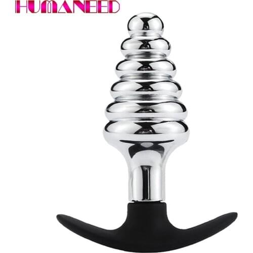 11.5*4.2cm Stainless Steel Butt Plug Anal Massager Spiral Beads Stimulation Thread Anus Plug Sex Toy for Women Men BDSM Product