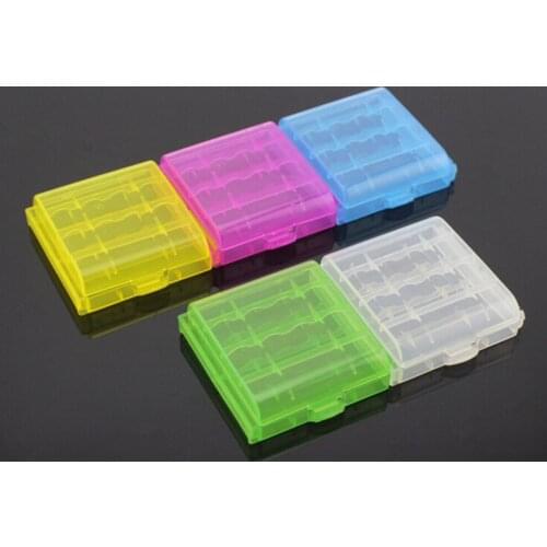Coloful Battery Holder Case 4 AA AAA Hard Plastic Storage Box Cover For 14500 10440 Battery