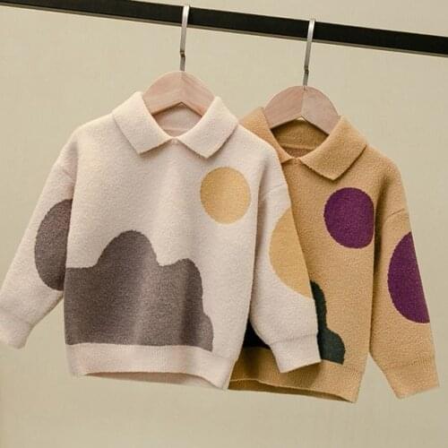 Childrens Sweaters Baby Boys and Girls Lapel Knitted Coat 2019 Autumn Winter New Toddler Cardigan Coat Kids Christmas Sweaters