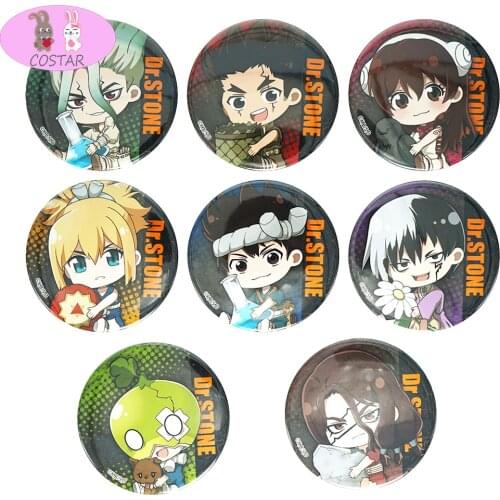 Dr.STONE Anime Badge Ishigami Senku Kohaku Chrome Suika Taiju Oki Yuzuriha Ogawa Gen Tsukasa Shishio Metal Badge Brooch Pins