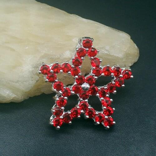 Gemstonefactory Jewelry Big Promotion 925 Silver Elegant Shiny Red Garnet Women Ladies Mom Gifts Necklace Pendant 20213926