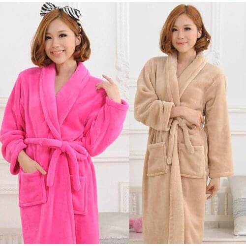 Men and women with the same paragraph long-sleeved lapel bathrobe casual loose belt plush fleece robes home service корсет