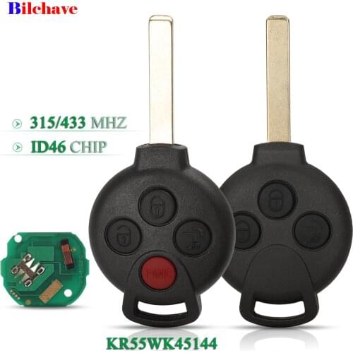 Bilchave 3/4 Buttons 433Mhz PCF7941 Chip Remote Car Key Fob For MERCEDES BENZ MB Smart 451 2007-2013 KR55W45144
