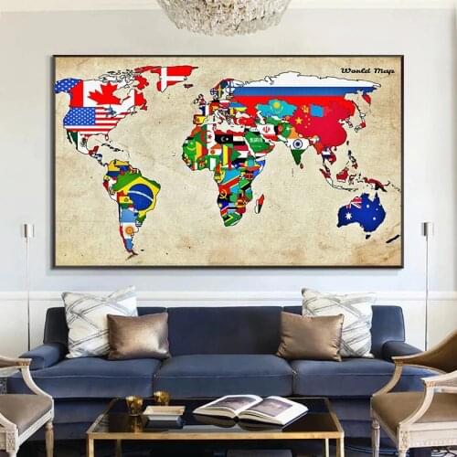Canvas Painting Modern Art World Map Picture Poster Posters Prints Wall Art Picture Quadro Living Room Home Decorative Paintings