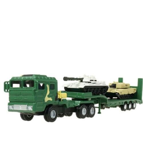 KDW Alloy Diecast Tank Transporter Model Trailer Heavy-Duty Off-Road Toy Car Alloy Military Metal Ornaments Children Hobby Toys