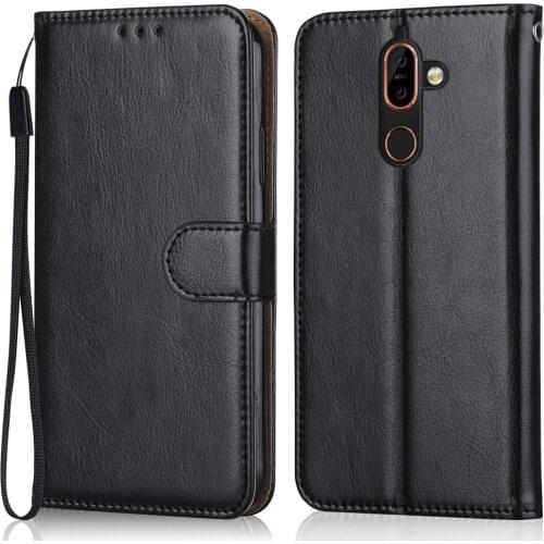 Folio Luxury Leather Case for On NOKIA 7 Plus TA-1041, TA-1062, TA-1046 Wallet Stand Flip Case Phone Bag With Strap
