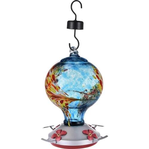 Colorful Hummingbird Food Feeder Hand Blown Glass Feeder Drinker Water Feeding Bowl For Yard Outdoor Parrot Accessories