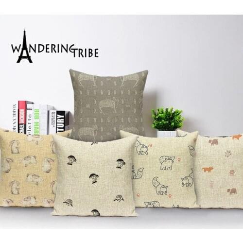 Farmhouse Home Decor Yellow Cushion Animal Bunny Decorative Pillows Cartoon Cushion Cover Custom Linen Pillow Cover 45*45