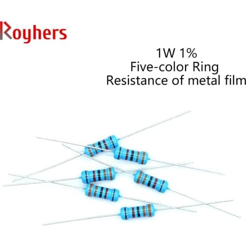 20Pcs 1W Metal Film Resistor 0R-22M 1% Tolerance 180R 270R 360R 430R 750R 1K 1.6K 2K 3K 12K 18K 24K 2 Ohm Electronics Resistance
